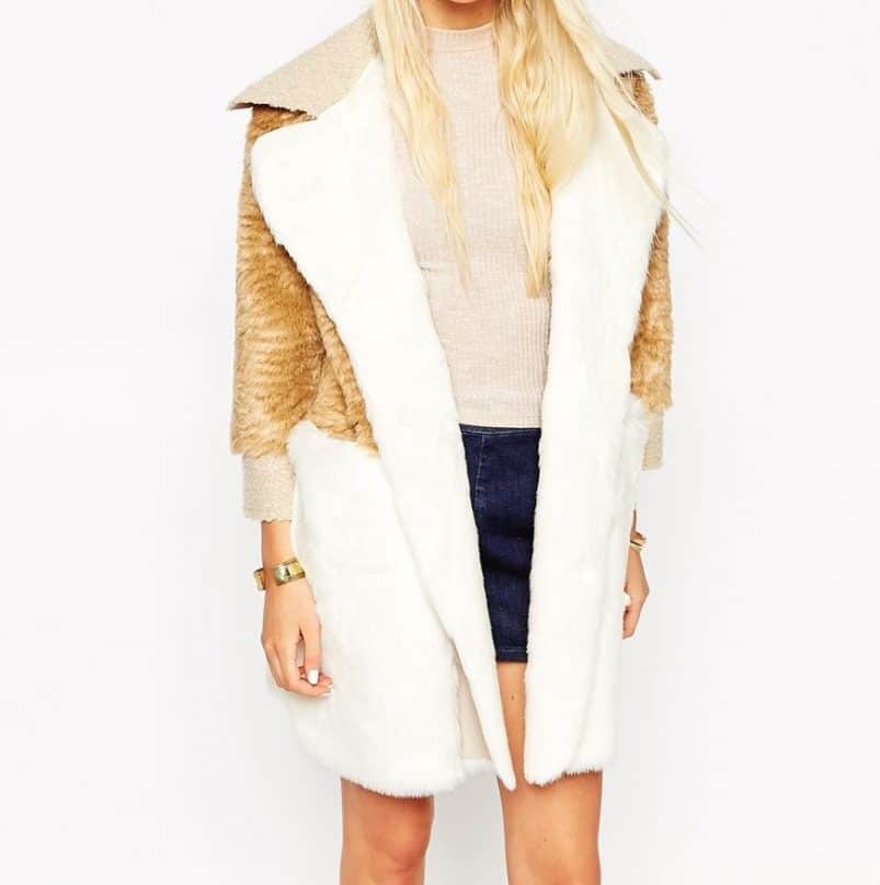 Patchwork Faux Fur and Shearling Coat, $171, ASOS