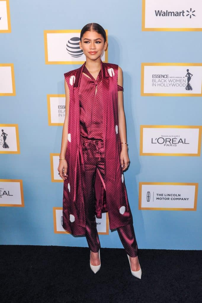 zendaya tailored satin trousers
