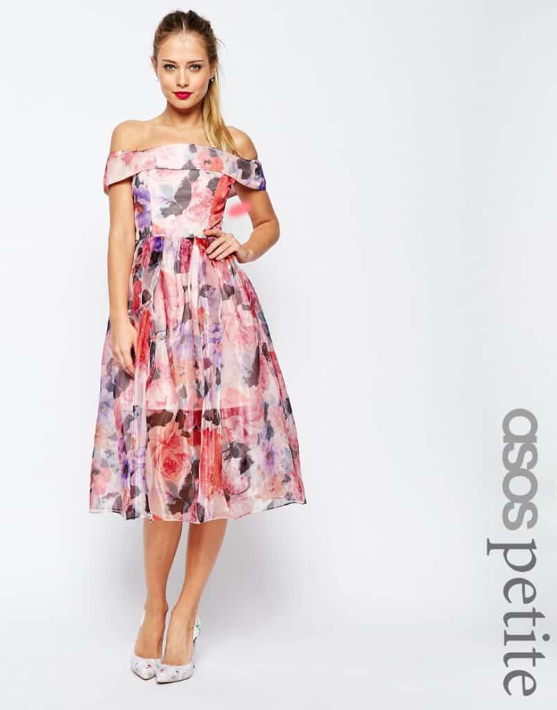 ASOS Floral Organza Bardot Midi, $145, ASOS