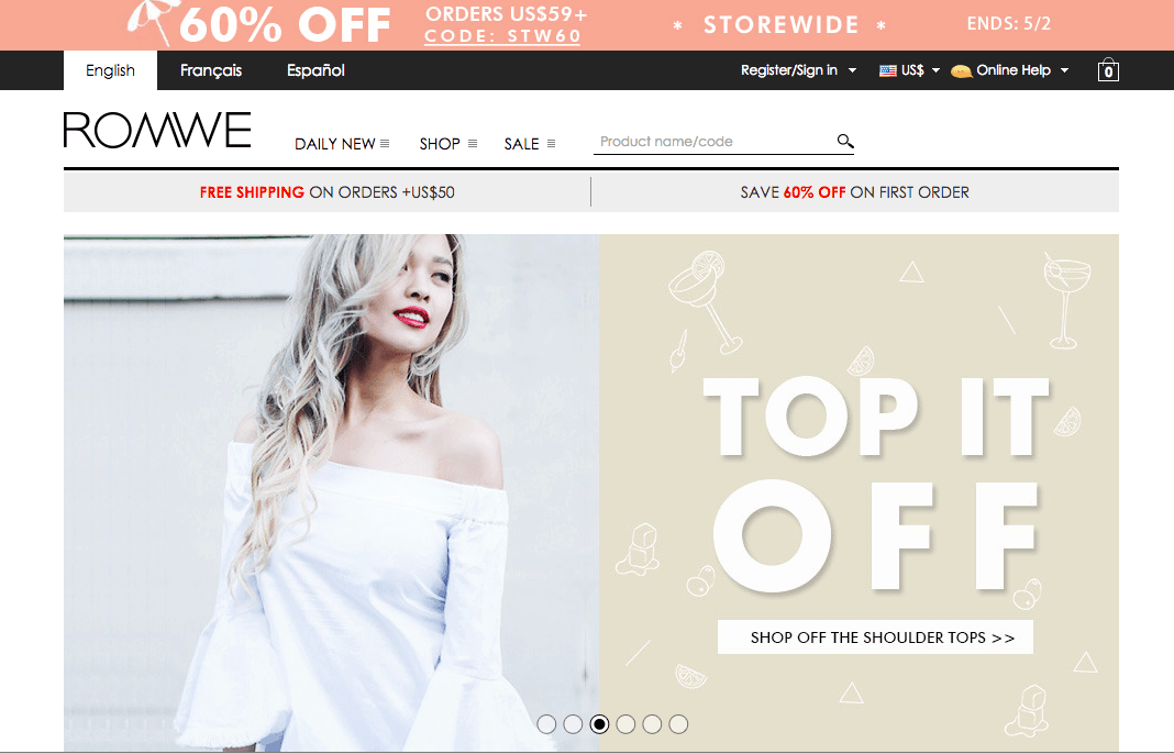 Romwe Review: Too Good to Be True? 1 homepage of fashion retailer