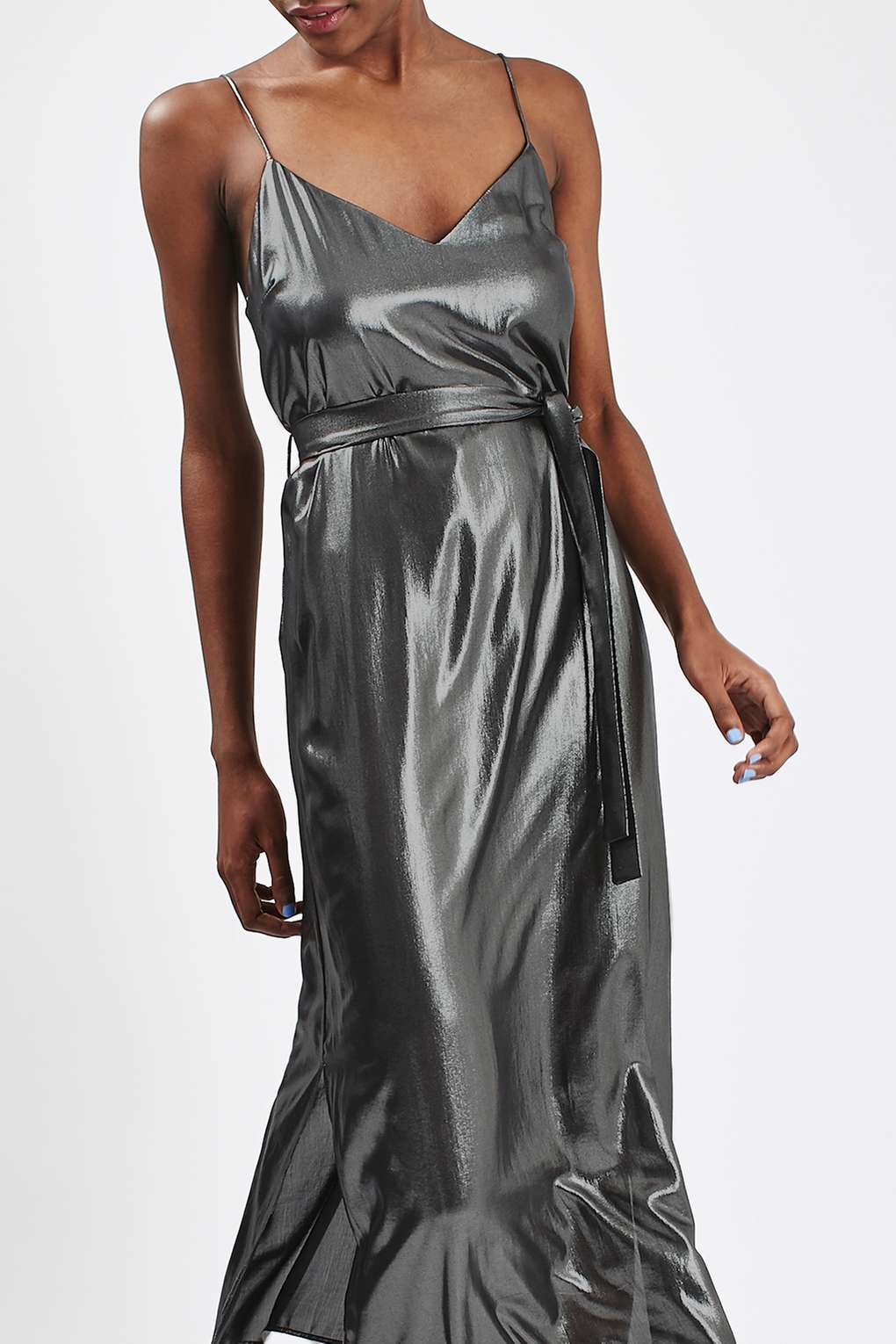 Long gray metallic dress