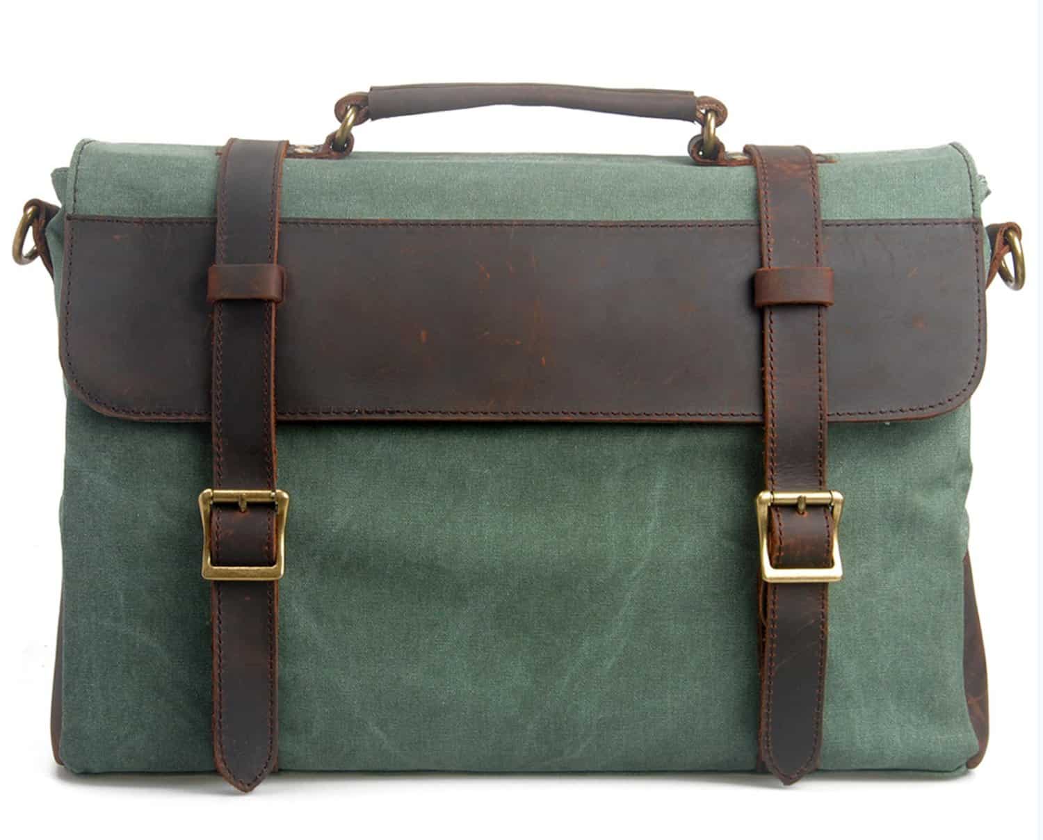 briefcase for women - green and brown briefcase