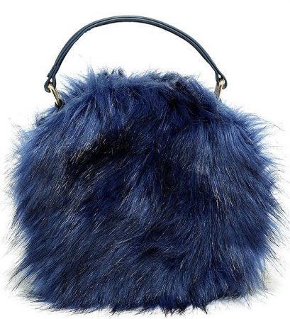 Blue fuzzy handbag