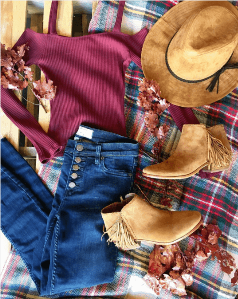 Alpharetta Shopping Guide: Explore Georgia's Retail Destination 5 Outfit flatlay with booties and jeans