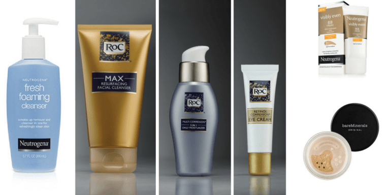 skincare routine - product collage