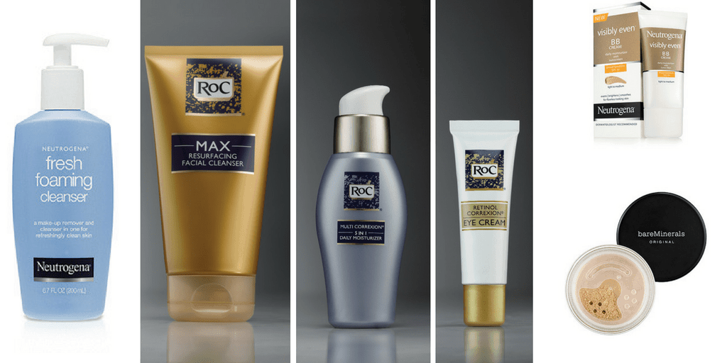 skincare routine - product collage