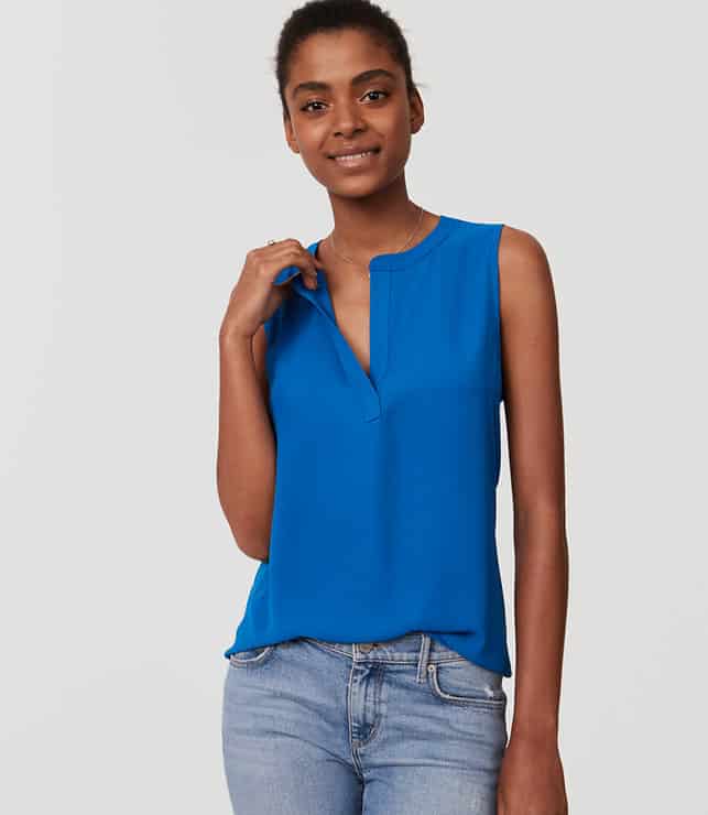 what to wear to jury duty - blue shell top for layering