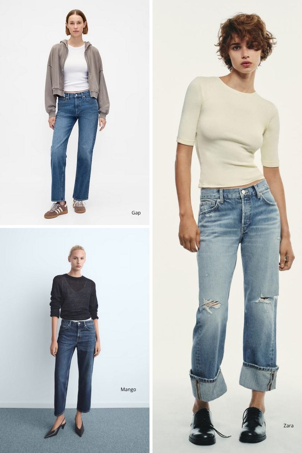 How to wear boyfriend jeans: Dos and don'ts 3 Collage of three trending boyfriend jeans styles