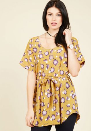 Floral belted tunic