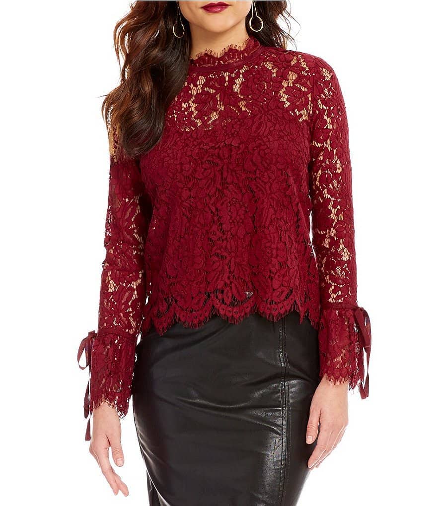 oscars style - red lace top from Dillard's