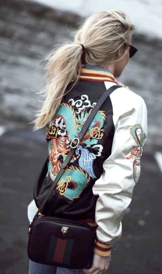 embroidered bomber jacket outfit
