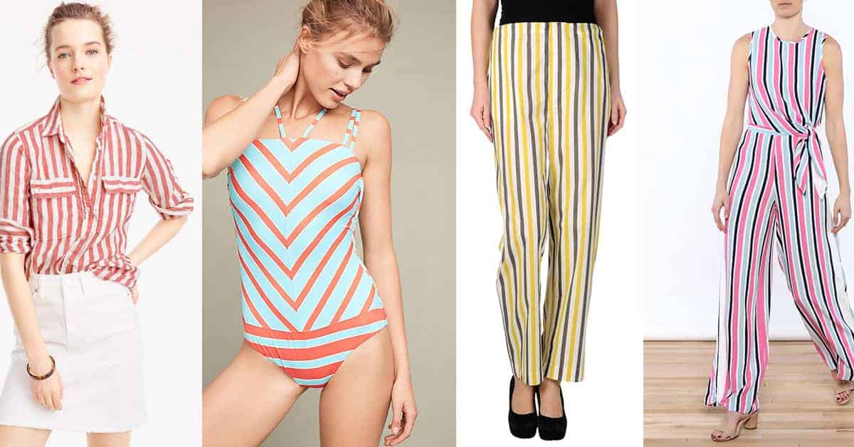 Collage of clothing with seaside stripes