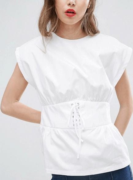ASOS white top with corset detail