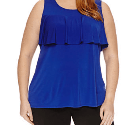 Bright blue ruffle tank in plus-size - part of our fashion for women over 70 collection