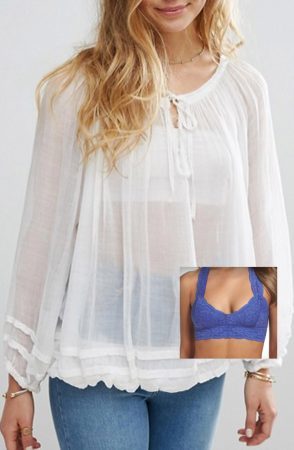 Bralette and sheer blouse