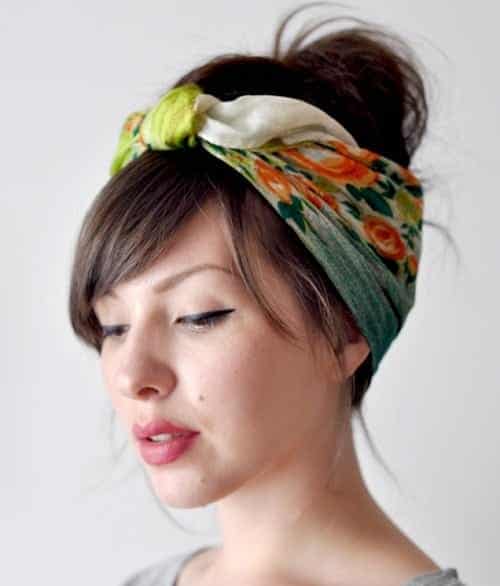 Hot weather hair style: Scarf tied updo