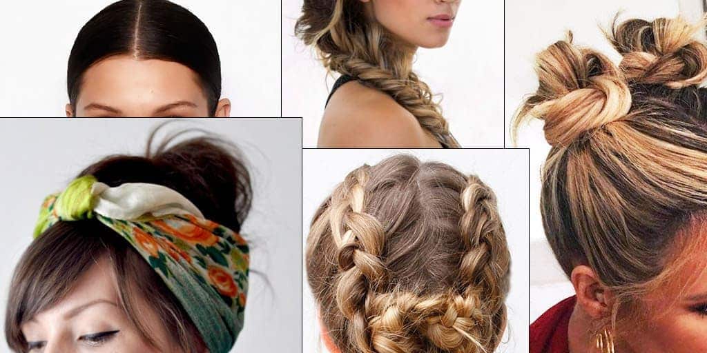 Collage of five hot weather hair styles to beat the heat