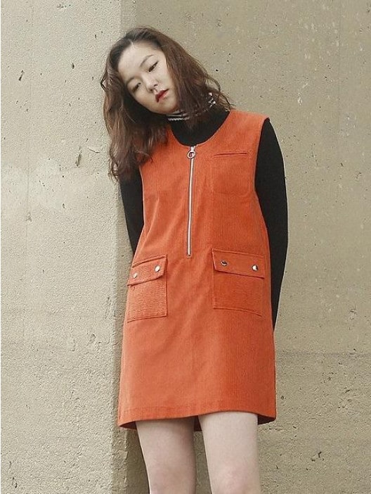 Orange corduroy dress