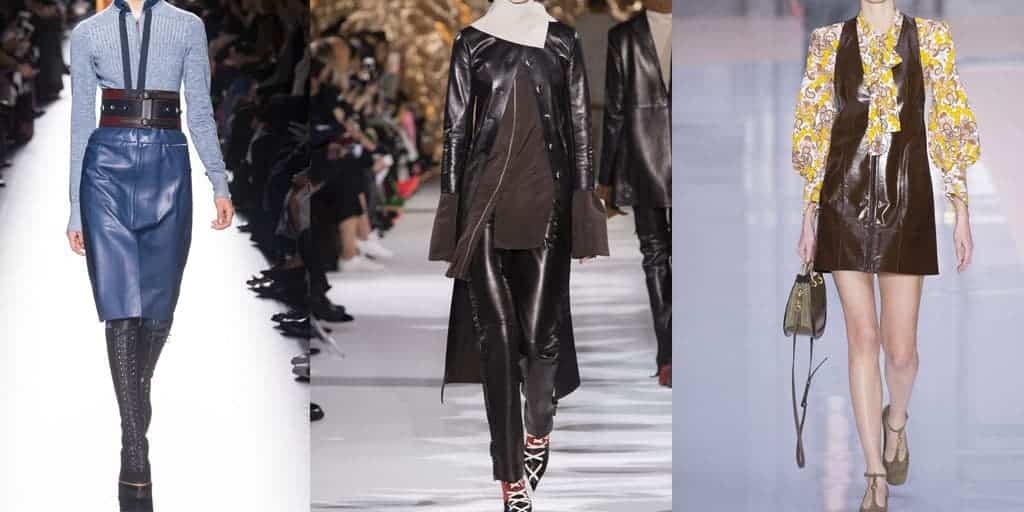Collage of three leather outfits