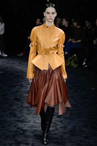 Busy, two-toned leather outfit from Loewe