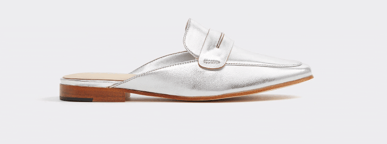 silver mule flats