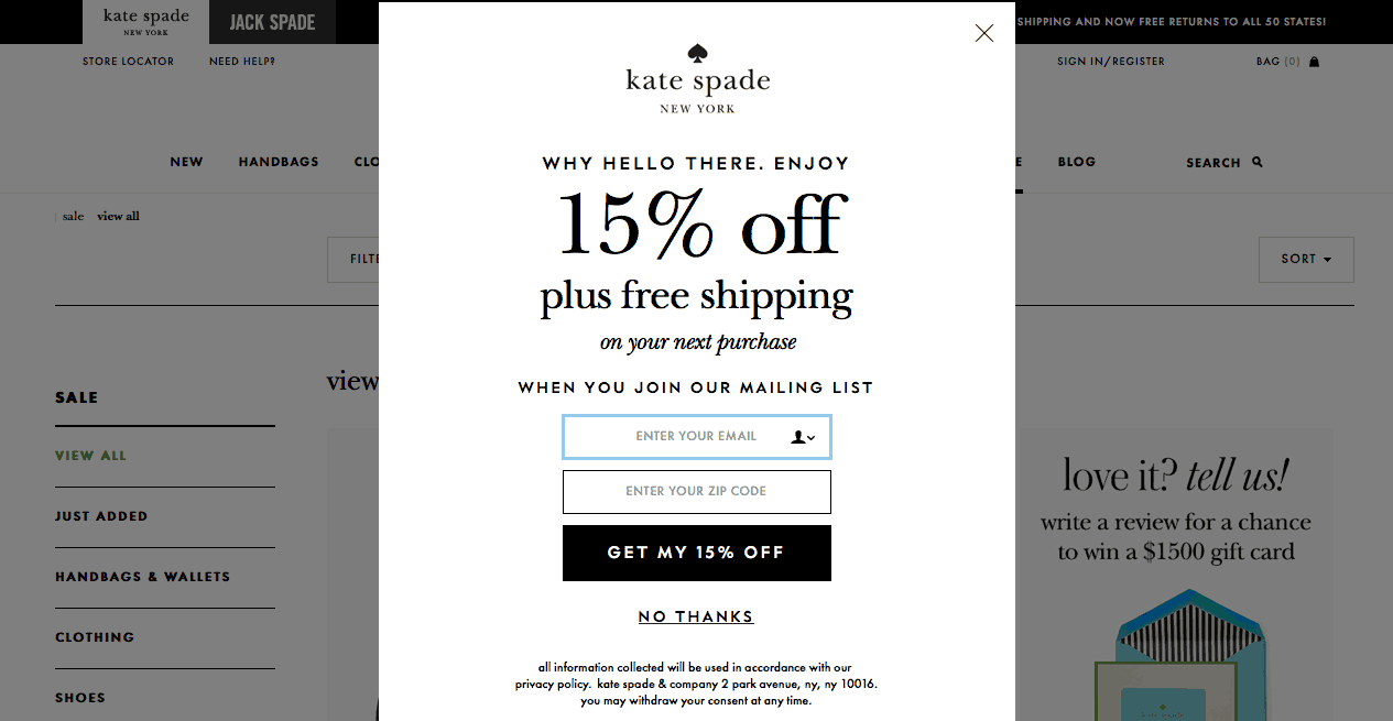The Hunt for Kate Spade Coupons 2 Kate spade coupon code screenshot