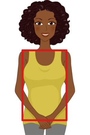 Black woman with rectangle-shaped body (illustration)