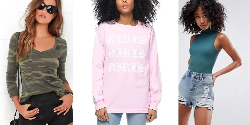 Collage of three tee shirts for layering