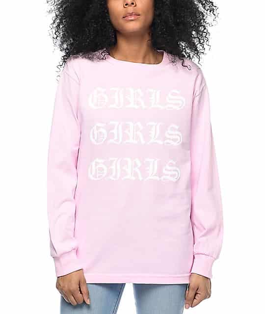pink long sleeve graphic tee