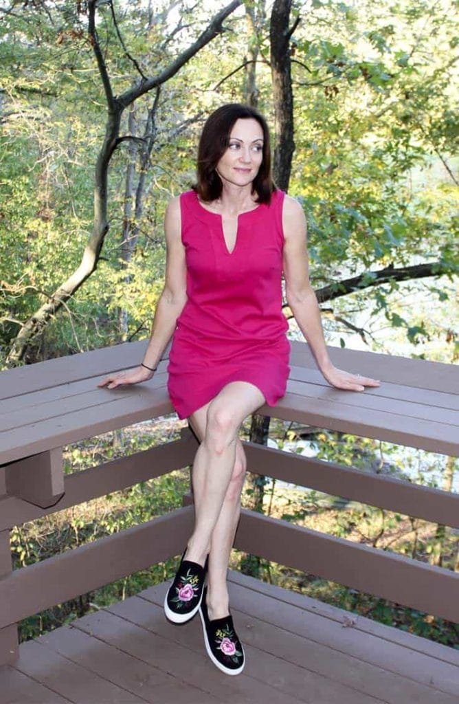 How to Wear Statement Sneakers 4 Hot pink cotton dress with statement sneakers