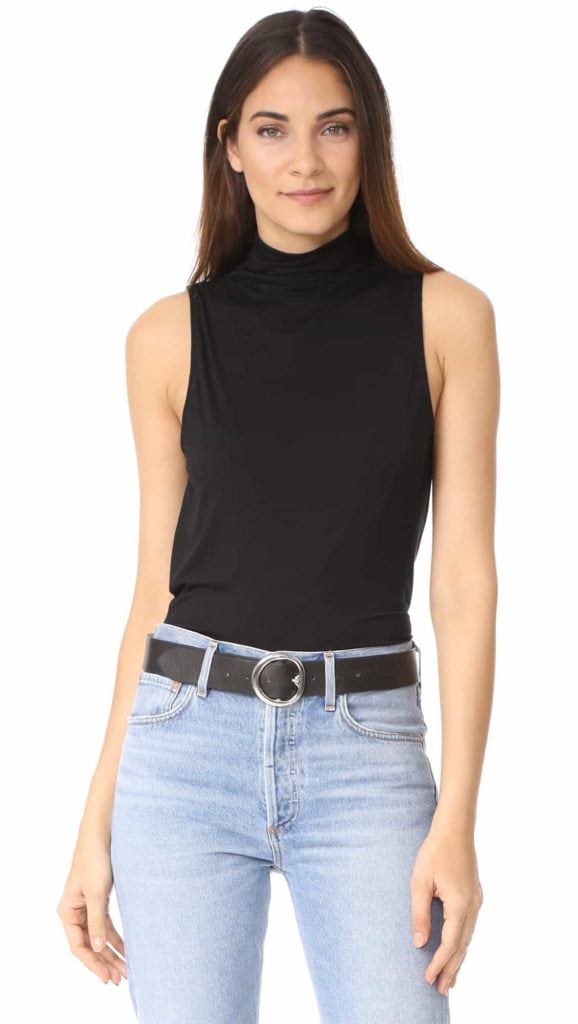 Black sleeveless turtleneck