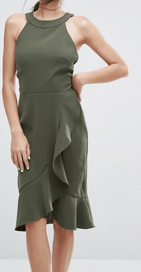 10 ruffle dresses that dazzle (Under $200) 4 Green Ruffle Midi Dress from ASOS