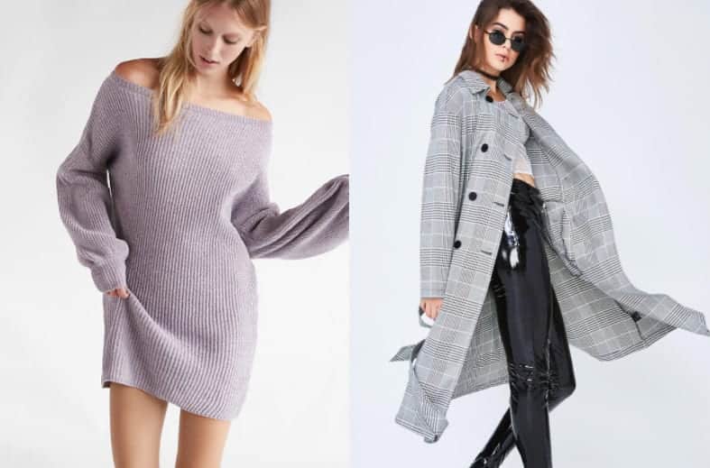 Balloon Sleeve Sweater and Check Trenchcoat