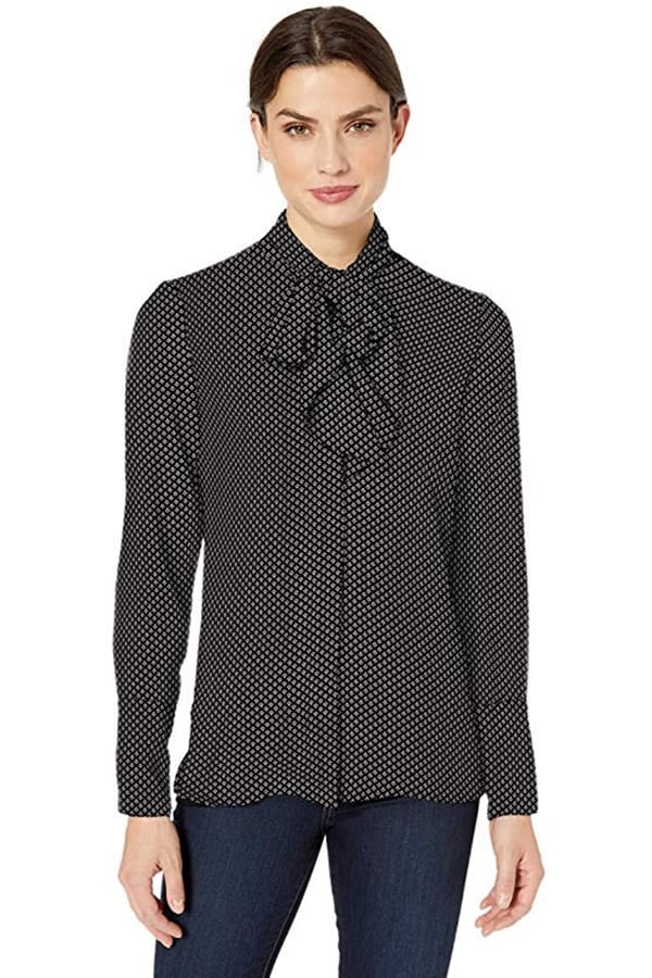 tie-neck blouse