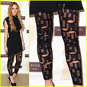 Lindsay Lohan wearing leggings
