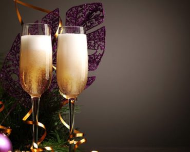 Champagne and glasses at New Years Eve Party