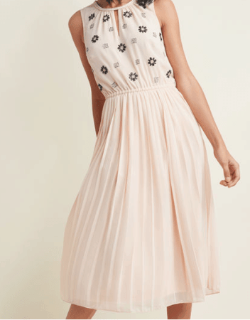 Pale pink embellished chiffon dress