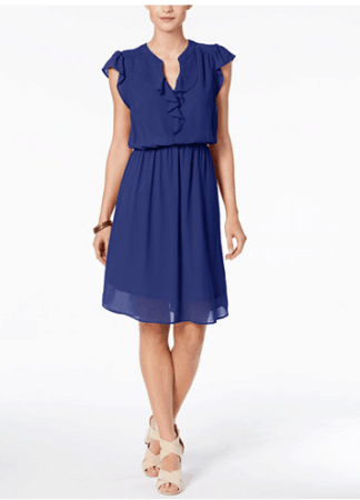 Blue fit and flare dress from Macys
