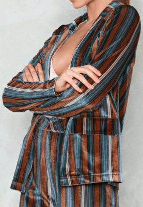 Blue, brown and beige striped blazer