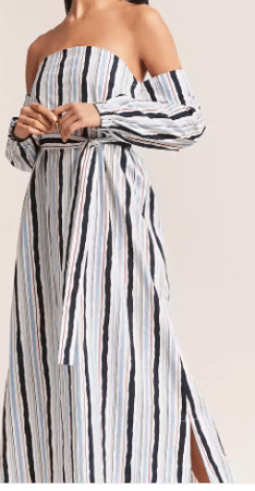 Striped off shoulder maxi dress
