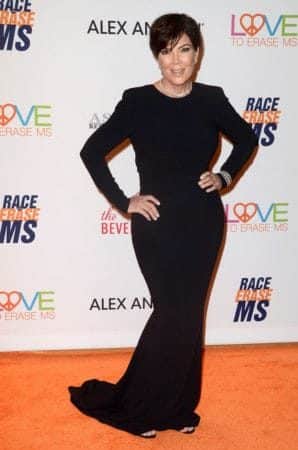Kris Jenner wearing black mermaid style dress