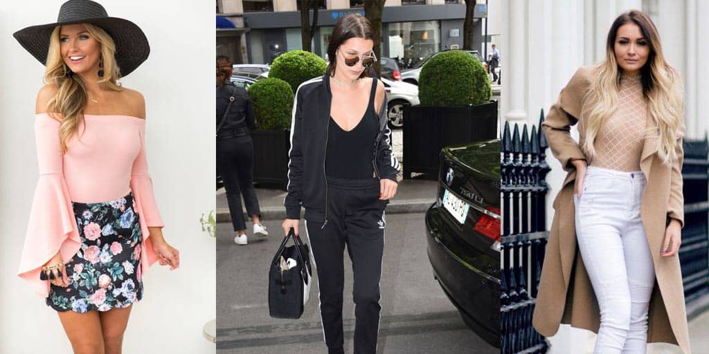 Collage of three bodysuit outfits