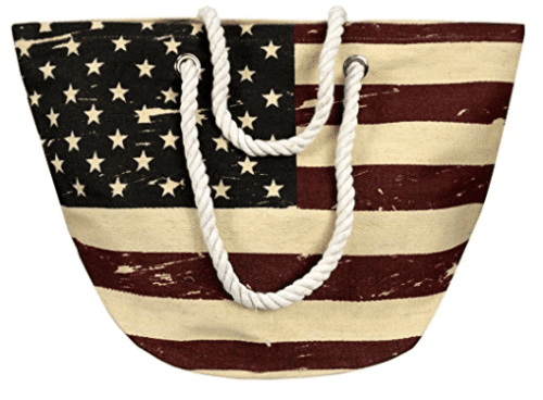 American flag styled tote bag