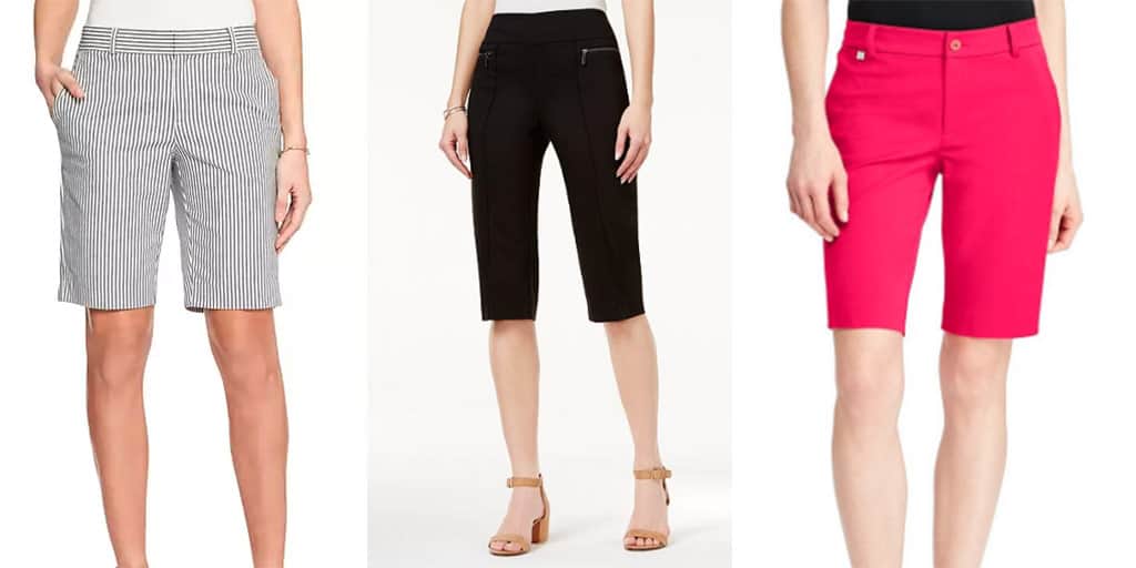 Bermuda shorts outfit collage