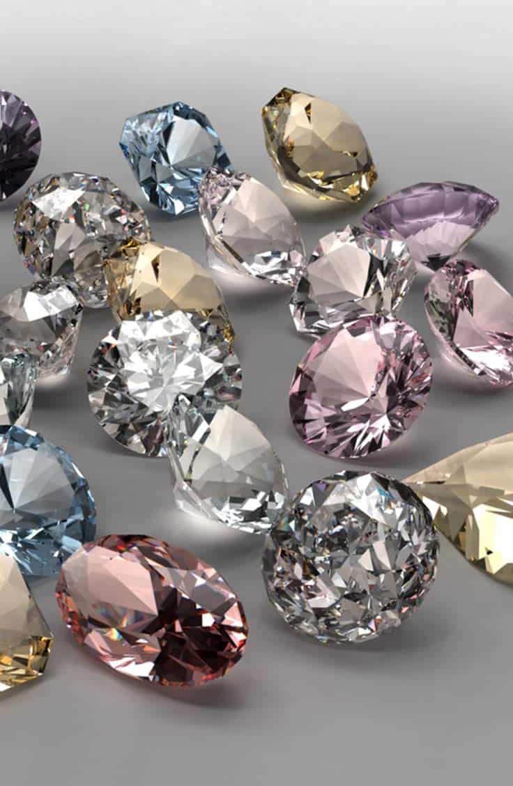 The Morbid Jewelry Trend That's on the Rise 1 Colored diamonds on gray background