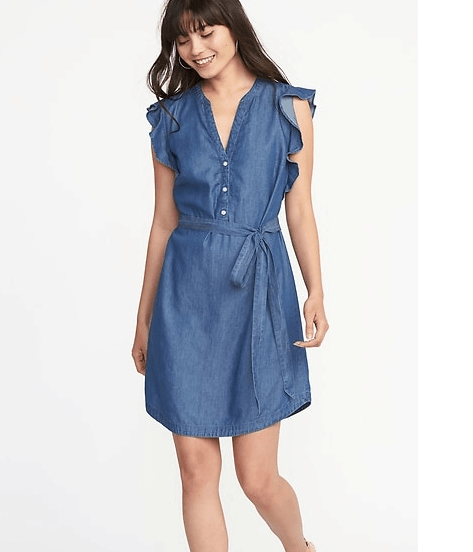 This Dress Flatters Almost Universally: 5 Picks to Wear Right Now 3 Old Navy chambray tie front dress