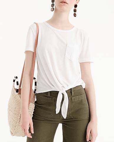 J Crew Knotted Pocket Front Tee