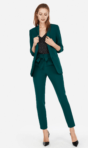Green high-waisted ankle pants