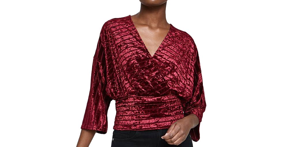 Red velvet wrap top