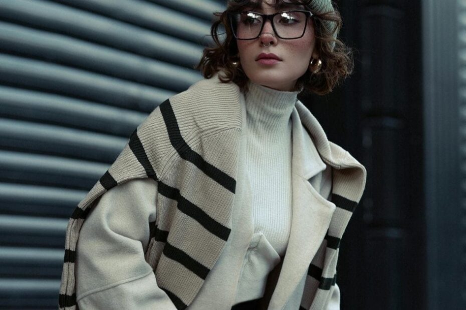 Woman wearing layered outfit outside